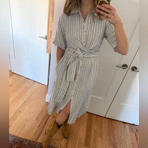 Apiece Apart Nicoya Blue Striped Wrap Midi Dress